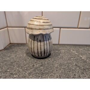 MCM Vintage Ceramic Mushroom Shaker Striped Rustic Scalloped Farmhouse Decor